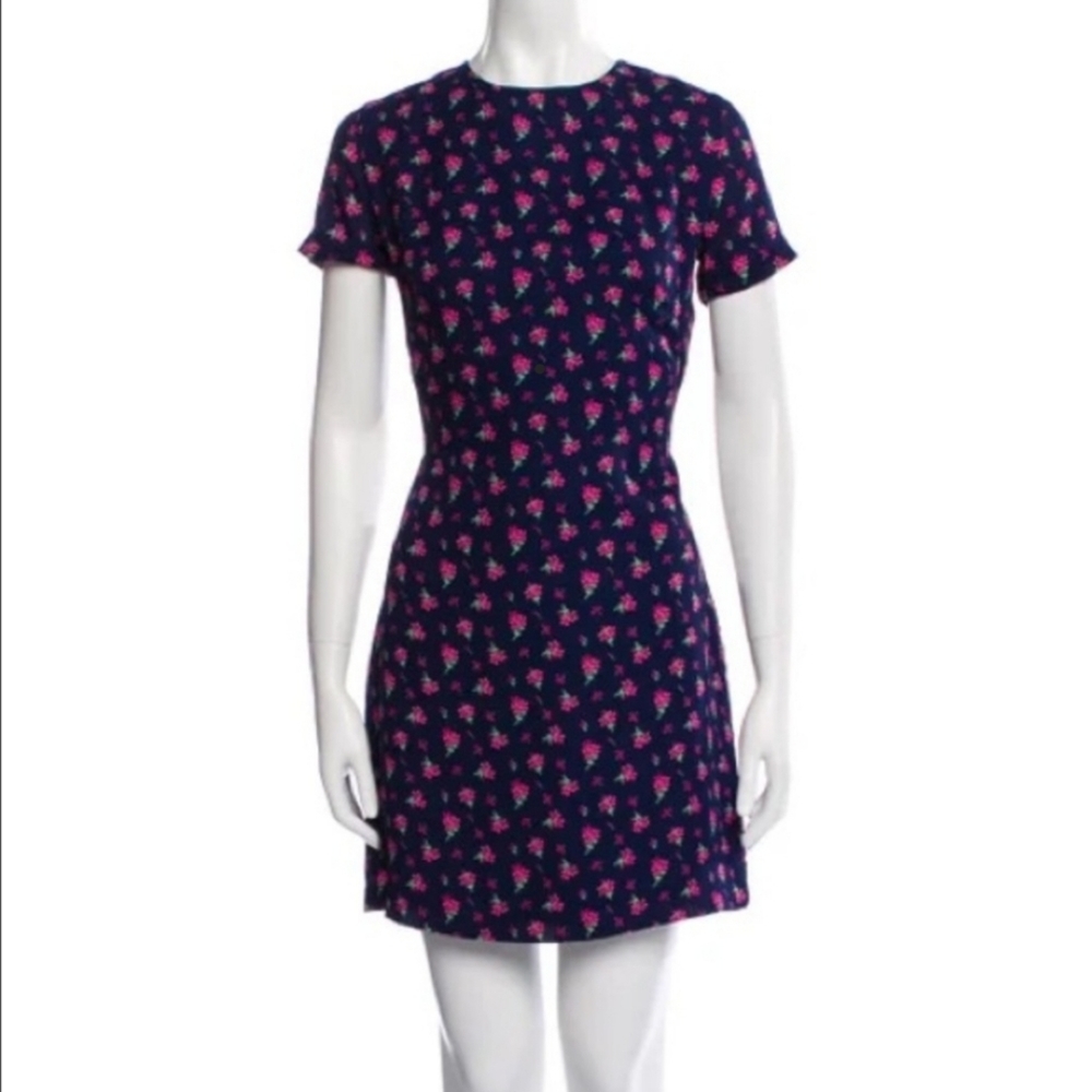 Barney's NY Navy Floral silk dress XS